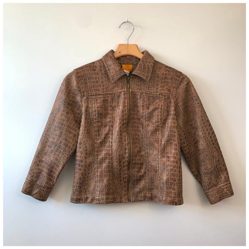 Vintage Brown Snakeskin Vegan Leather Jacket